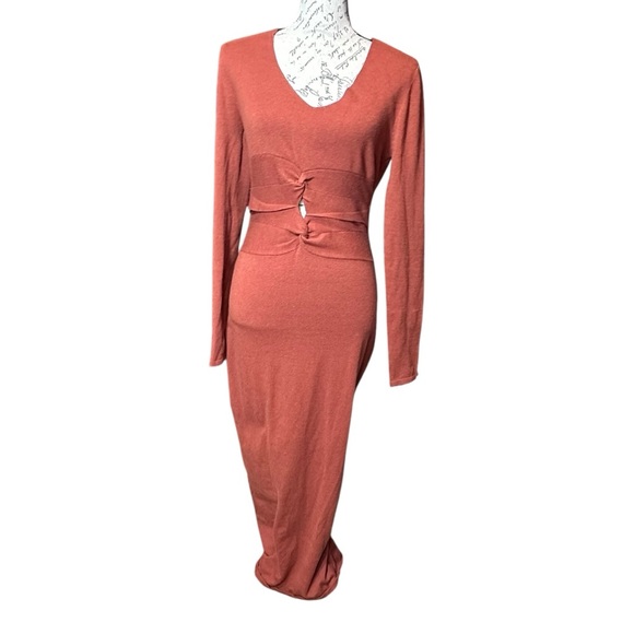Sofia Richie x Bar III Terracotta Long Sleeve Sweater Bodycon Dress Size Medium - Picture 3 of 8